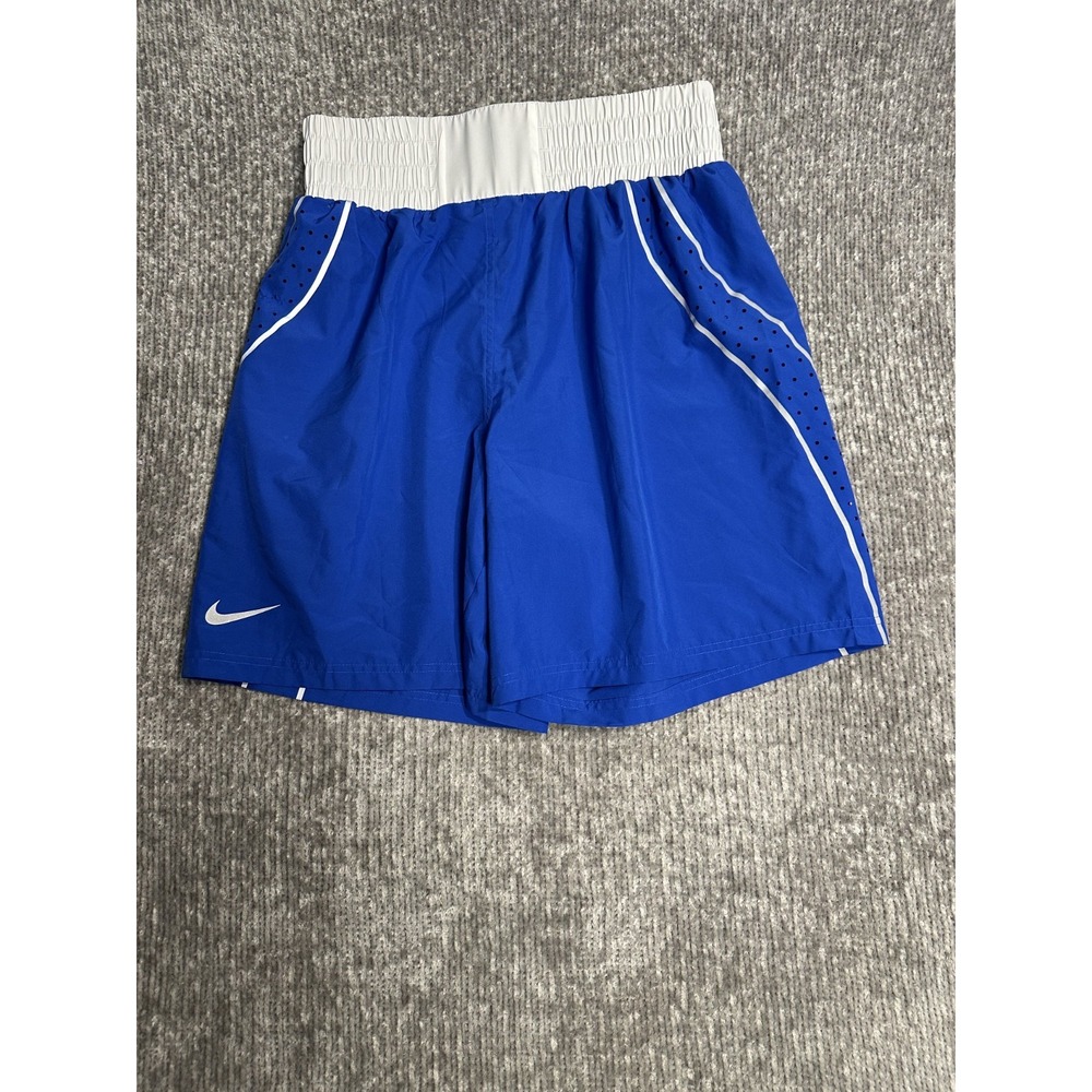 Nike Dri-FIT Boxing Shorts Men's Blue White Mesh Drawstring Elastic Waist L